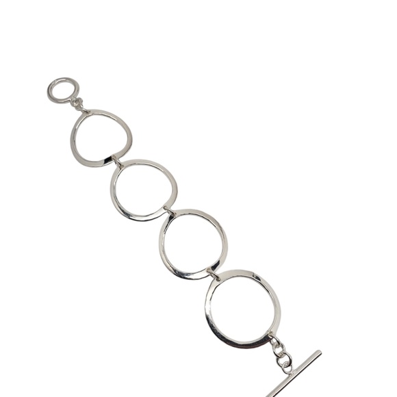 Sterling Silver Hammered Circle Link Bracelet #20717 - Picture 8 of 11